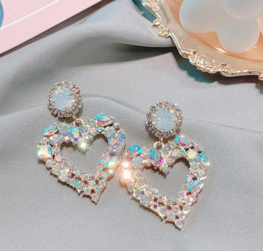 Sweet Heart Crystal Stud Earrings